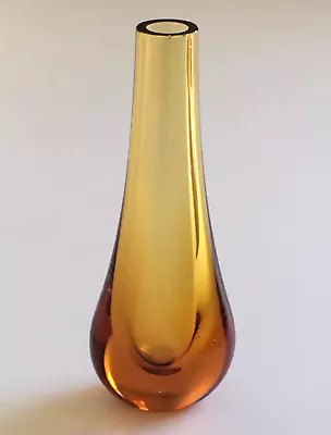 £19.70 • Buy Whitefriars Vintage Teardrop 1970s Amber Coloured Glass Vase Geoffrey Baxter