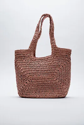 NWT Zara Medium Pink Woven Shopper Bag 6113/710 • $35