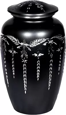 Engraved Cremation Urn For Human Ashes Adult Funeral Urn Handcrafted Black URNS • $69.99