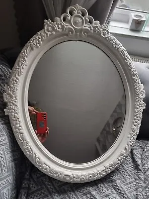 Hall Bathroom Mirror Ornate Oval White • £10