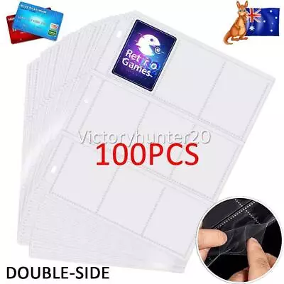 100x Card Sleeves Collector Binder Cards 18 Grids Album Baseball Holder Sheets • $26.85