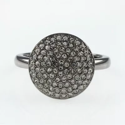 QVC Nadri Gunmetal Clear Crystal Pave Circle Ring Size 7 • $55.19