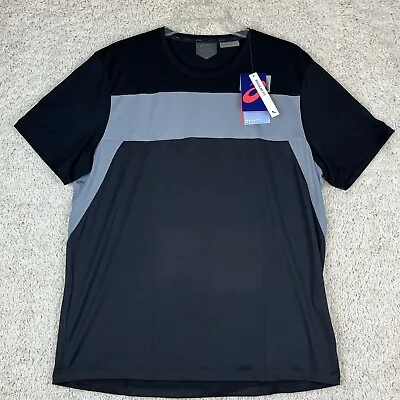 ASICS T-Shirt Mens L Black/Gray Moisture Wicking Reflective Quick Dry Reg. Fit • $15
