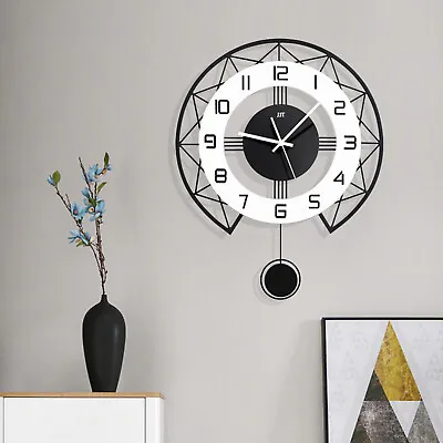 $38 • Buy Modern Round Quartz Clock Silent Wall Art Home Living Room 3D Art Decoration 