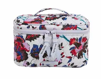 Vera Bradley Train Case Cosmetic Makeup Bag In Cotton Up Vineyard Floral • $39.99