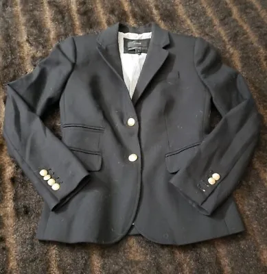 J Crew Schoolboy Womens Size 00 Navy Blue Long Sleeve Two Button Blazer Jacket • $21.88