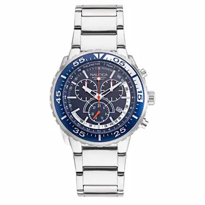 Nautica Men's Watch Chronograph Castle Silver NAPCAS902 • £82.99