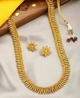 Indian Bridal Wedding 22k Gold Plated Choker Women Jewelry Necklace Earrings Set • £22.58