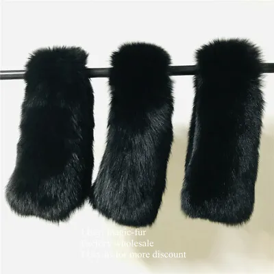 Black Real Fox Fur Collar For Jacket Parka Coat Garment • $16.99