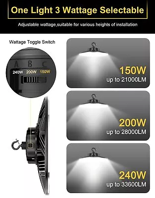 240 Watt UFO LED High Bay Light 3000K/4000K/5000K Selectable 33600LM AC100-277V • $91.20