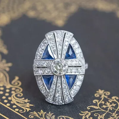 Vintage Style Antique Women's Ring 14K White Gold Over 2.4 Ct Simulated Diamond • $111.34