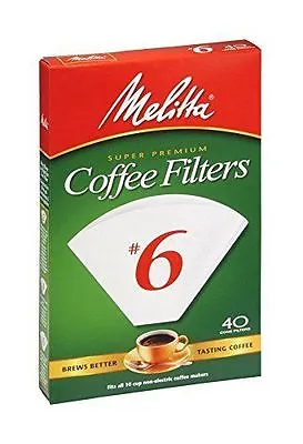 Melitta Super Premium #6 Cone Paper Coffee Filters White 40 Count - Pack Of 2 • $9.95