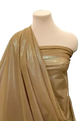 Power Mesh Foil Sheer  Stretch Fabric Mocha/gold  58  Bty dance Costume • $13.99