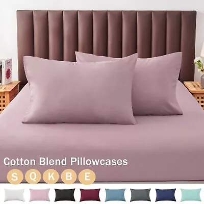 Premium Cotton Blend Pillowcases Hotel Quality Pillow Case S/E/Q/K/B Size 8Color • $15.99