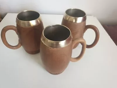 Set Of 3 Vintage Wooden Tankards • $30