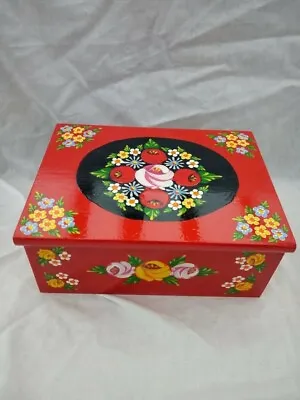 £25 • Buy Red Roses And Castles Hand Painted Wooden Jewelry / Vanity Box Barge Ware #01