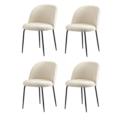 Oikiture 4x Dining Chairs Accent Chair Armchair Kitchen Upholstered Sherpa White • $329.90