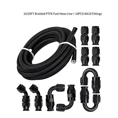 AN4/AN6/AN8/AN10 Nylon PTFE Fuel Line Hose 10/20FT 10pcs Fittings Hose Kit E85 • $84.99
