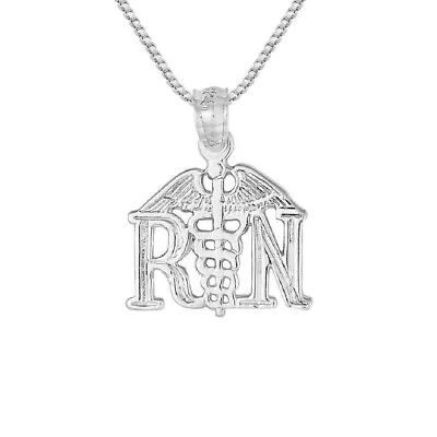 Sterling Silver RN (Registered Nurse) Pendant / Charm Made USA Box Chain • $8.99