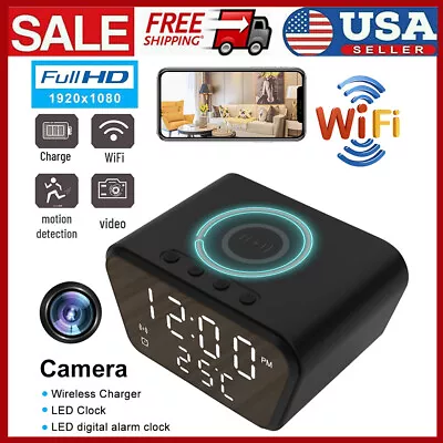 WiFi Alarm Clock Camera Night Vision HD 1080P Motion Sensor Security Nanny Cam • $72.99