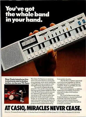 1981 VINTAGE 8X11 PRINT Ad FOR CASIO VL-TONE YOU GOT THE WHOLE BAND IN YOUR HAND • $9.95