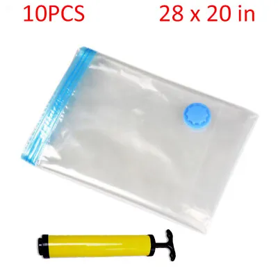 $18.29 • Buy 10 PCS Vacuum Storage Bags Travel Space Saver Garment Seal Clothes W/Hand Pump