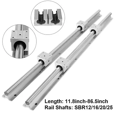 VEVOR Linear Rail Bearing SBR12/16/20/25 11.8 -86.5  With Supported Shaft Rod • £25.81