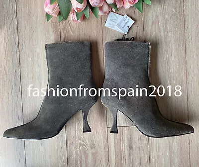 Zara New Woman Leather Heeled Ankle Boots Brown 35-42 3104/310 • $129.99