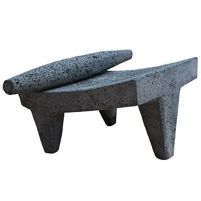 Mexican Handmade Metate Made Of Dark Lava Rock With Metlapil 22 X 30 Cm • $160