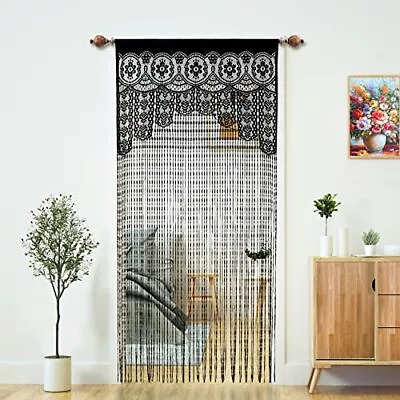  Macrame Lace Door String Curtain For DoorwaysRoom Divider Doorway 1 Black • $24.28