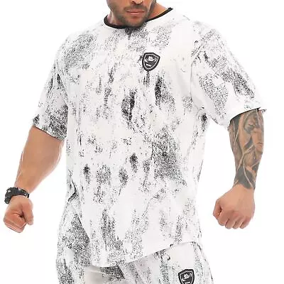 BGSM SPORTSWEAR Ragtop Rag  Gym Shirt T-Shirt Bodybuilding 3334-WHITE Camouflage • £52.91