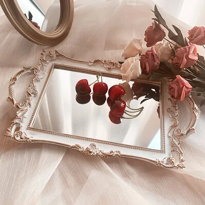 £11.94 • Buy Vintage Vanity Mirror Tray For Makeup Jewelry Perfume Organizer Candles Holder