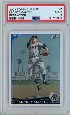 2009 Topps Chrome 7 Mickey Mantle Refractor PSA 9 Mint POP 4 • $39.95