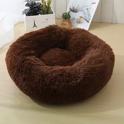 Pet Dog Cat Bed Donut Plush Fluffy Soft Warm Calming Bed Sleeping Kennel Nest • $10.50