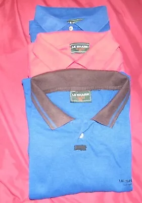3 X Vintage LE SHARK Polo Shirts Short Sleeve XL Blue (x2) & Red. • £17.99