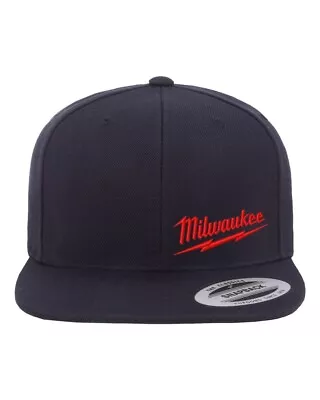 Milwaukee Tools Small Side Logo Navy Blue Red Snapback Hat Cap Flat Brim • $30