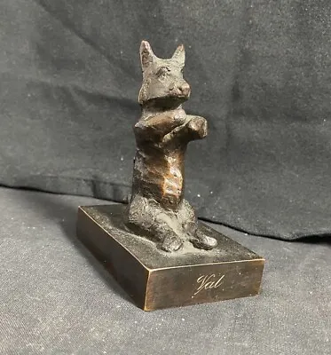 Vtg Or Antique Figural Bronze Dog On Base Sculpture Engraved “Val” Signed HPM • $149