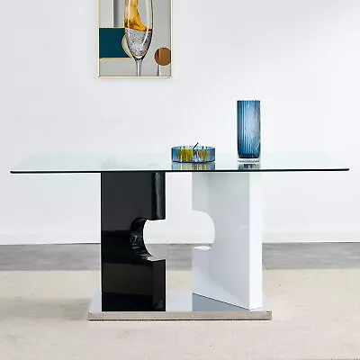 Minimalist Dining Table 0.39  Tempered Tabletop 6-8 Slab Special-Shaped Bracket • $382.58