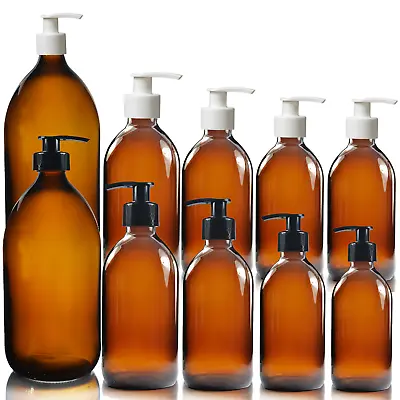 £7.49 • Buy Amber GLASS Bottle Soap Dispenser Pump Lotion, Shampoo, Conditioner - Refillable