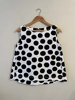 Marimekko X Uniqlo Black White Spot Sleeveless Boxy Blouse Top Size S • $24.89
