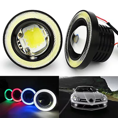 NEW 2x 3.5  RGB Multi-Color Angel Eye Halo Ring LED Fog Light Projector DRL Lamp • $26.99