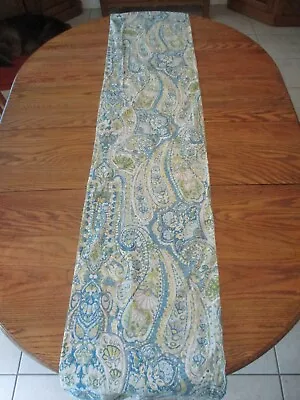 POTTERY BARN Blue/Sage/Yellow + /Cotton  Floral - Paisley Table Runner 108 X 18 • $20