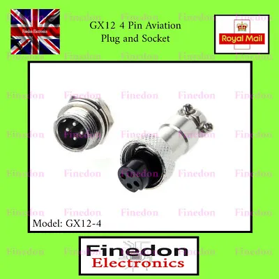 GX12-4 Aviation 4 Pin 12mm GX12 Metal Male Female Panel Cable Connector • £3.92