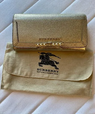 Authentic Metallic Burberry Continental Wallet - Gold Leather • $225