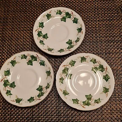 3 X Vintage Rare Discontinued Colclough Ivy Leaf Tea Saucers With Gold Edging  • £4.99