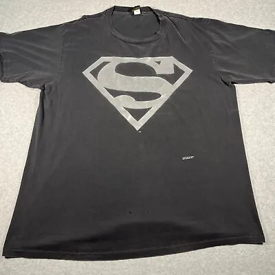 Vintage Superman Shirt Adult XXXL Black Single Stitch Mens 90s Warner Brothers • $20