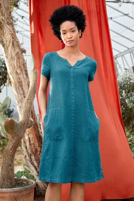 £45 • Buy Seasalt Women's Dress - Teal Okanum Linen Dress - Regular - Gouache