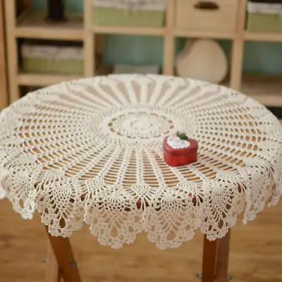 100% Cotton Crocheted Tablecloth Handmade Vintage Table Cloth  Lace Table Cover • $37.96