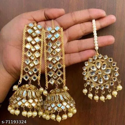 Indian Gold Plated Bollywood Style Kundan Jhumka Earrings Enameled Jewelry Set • $35.39