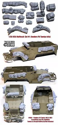 1/35 Halftrack Fender & Pack Set #1 USA WWII (Fits Tamiya M3 M21)- Value Gear • $18